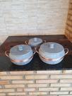 Kit Jogo Panela De Pedra Sabao Bojuda P M G Caldeirao Cinza