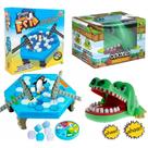 Kit Jogo Pinguim Quebra Gelo + Jogo Croc Croc Crocodilo Morde Dedo Jacaré Dentista