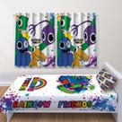Kit Jogo Quarto Infantil Cortina Jogo Lençol+Fronha Quarto RAINBOW FRIENDS BRANCO-IMPAKTO VISUAL