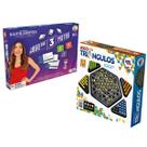 Kit Jogos de Tabuleiro Jogo das 3 Pistas Original SBT Game Show Mais Triângulos Xadrez Geométrico Estratégia Rapidez Presente Natal