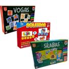 Kit Jogos Pedagógico Brinquedo Educativo Silabas Vogais Soletrar Aprender Brincando Lúdico Criativo Formação de Palavras idade 4 anos
