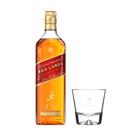 Kit johnnie walker red label 1l + copo de vidro de 400ml