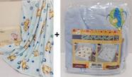 Kit Jolitex Cobertor Microfibra Flannel + Manta Bebe Menino