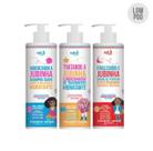 Kit jubinha shampoo, condicionador e creme de pentear efeito pesadinho 300ml widi care