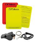 Kit Juiz De Futebol Cartão + Apito Profissional Sabiá + Cordão Poker