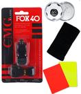 Kit Juiz Futebol Apito Fox 40 + Munhequeira + Moeda e Cartão
