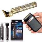 Kit KEMEI Beleza Total: Máquina Dragão, barbeador shaver e aparador de pelos