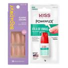 Kit Kiss New York: Unhas Postiças Bailarina Longo Moonlight e Cola De Unhas 3g
