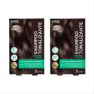 Kit Kiss NY Shampoo Tonalizante Castanho Escuro Com 2 un