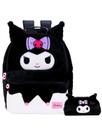 Kit Kuromi Hello Kitty Mochila de Costas + Estojo Pelúcia