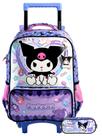 Kit Kuromi Hello Kitty Mochila Rodas + Estojo Duplo Shine