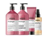 Kit L'Oréal Pro Longer - Sh 750ml + Cond 750ml + Leave-in 150 m + Óleo 90 ml