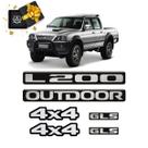 Kit L200 2011 Outdoor 4x4 Gls Emblemas Mitsubishi Resinado