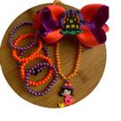 Kit Laço de Cabelo/Pulseira e Colar Halloween Tic Tac Kit Laço de Cabelo/Pulseira e Colar Halloween Tic Tac