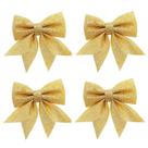Kit Laço Glitter Dourado Natal 13cm 4 Unidades - Magizi
