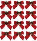 Kit Laço Vermelho Decorado Natal 11x11cm 12 Peças - Magizi