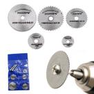 Kit Lâminas de Serra Circular HSS p Mini Retífica Corte Madeira, Metal, PVC, Alumínio 7 Peças