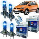 Kit lâmpada shocklight super branca farol alto baixo e lanterna h1 h7 t10 duplo foco 55w 12v 8500k