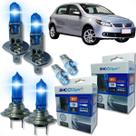 Kit lâmpada shocklight super branca farol alto baixo e lanterna h1 h7 t10 duplo foco 55w 12v 8500k