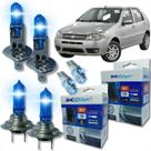 Kit lâmpada shocklight super branca farol alto baixo e lanterna h1 h7 t10 duplo foco 55w 12v 8500k