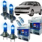 Kit lâmpada shocklight super branca farol alto baixo e lanterna h1 h7 t10 duplo foco 55w 12v 8500k