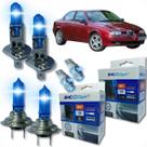 Kit lâmpada shocklight super branca farol alto baixo e lanterna h1 h7 t10 duplo foco 55w 12v 8500k