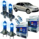 Kit lâmpada shocklight super branca farol alto baixo e lanterna h1 h7 t10 duplo foco 55w 12v 8500k