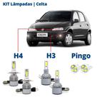 Kit Lâmpadas Celta 2000 2001 2002 2003 2004 2005 Super Led C6 6000k 7200 Lumens Branca