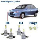 Kit Lâmpadas Corsa 1994 1995 1996 1997 1998 1999 2000 2001 Super Led C6 6000k 7200 Lumens Branca Kit Lâmpadas Corsa 1994 1995 1996 1997 1998 1999 2000 2001 Super Led C6 6000k 7200 Lumens Branca