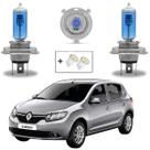 Kit Lâmpadas Halógena Super Branca H4 Farol Alto e Baixo Sandero 2007 2008 2009 2010 2011 2012 2013 2014
