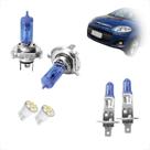 Kit Lâmpadas Halógena Super Branca H4 H1 Farol Baixo Alto e Milha Palio 2012 2013 2014