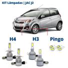 Kit Lâmpadas JAC J2 2012 2013 2014 2015 2016 Super Led C6 6000k 7200 Lumens Branca