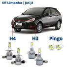 Kit Lâmpadas JAC J3 2010 2011 2012 2013 2014 2015 Super Led C6 6000k 7200 Lumens Branca