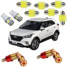 Kit Lâmpadas Led Luz Super Branca Teto Placa Ré Pingão T10 57 Leds Torpedo Cob 31mm Porta Malas Hyundai Creta
