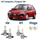Kit Lâmpadas Peugeot 106 Todos os Anos Super Led C6 6000k 7200 Lumens Branca