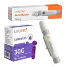 Kit lancetador + 100un lancetas 30g - uniqmed tamanho:30g Kit lancetador + 100un lancetas 30g - uniqmed tamanho:30g