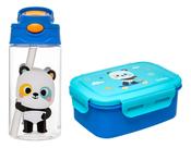 Kit Lanche Garrafinha Tritan Bento Box Inox Zoo Buba