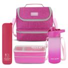 Kit Lancheira Bolsa Térmica Garrafa Marmita Porta Talher P/ Alimento Refeição Masculina Feminina Compartimentos
