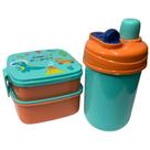 Kit Lancheira Infantil com 2 Potes Empilháveis e Garrafinha 600ml