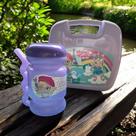 KIT Lancheira Infantil e Garrafa Copo Agua Canudo Desenhos