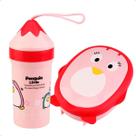 Kit Lancheira Marmita Infantil Escolar + Garrafinha Squeeze 5 peças Penguim Little