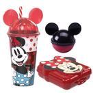 Kit Lancheira Minnie Disney Copo 500ml, Sanduicheira e Porta Frutas - Plasútil Kit Lancheira Minnie Disney Copo 500ml, Sanduicheira e Porta Frutas - Plasútil