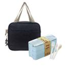Kit Lancheira Térmica e Pote Marmita 900ml 3 Camadas Azul Lancheira Fitness Trabalho Escola Almoço