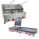 Kit Lanchonete Chapa 90cm com Prensa e Fritadeira Profissional 2 Cubas Alcamar Kit Lanchonete Chapa 90cm com Prensa e Fritadeira Profissional 2 Cubas Alcamar