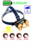 Kit Lanterna Cabeça Recarregavel com 5 Led Cree T6 Profissional Swat Tática + Cabo Carregador