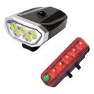 Kit Lanterna Sinalizador Dianteiro e Traseiro Iluminação Noturna para Bicicleta Bike Recarregável USB Cor:PretoTamanho: