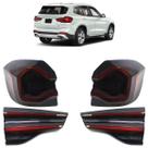 Kit Lanterna Traseira X3 2023 Full Led Bicolor Fumê Canto PortaMalas Lente Lisa Acrílico