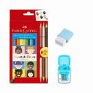 Kit Lápis de Cor Ecolápis Caras & Cores + apontador + borracha Faber-Castell