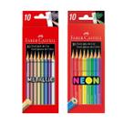 Kit Lápis de cor Faber Castell EcoLápis cores Neon e Metálicas para papéis escuros, total de 20 cores