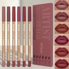 KIT Lápis Delineador Labial Fosco com 6 peças de longa duração Rosa